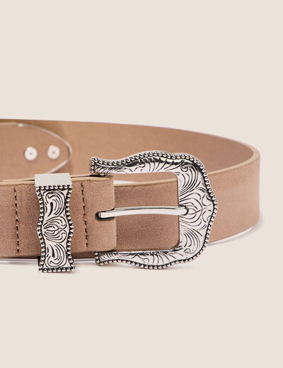 Ceinture boucle western beige femme
