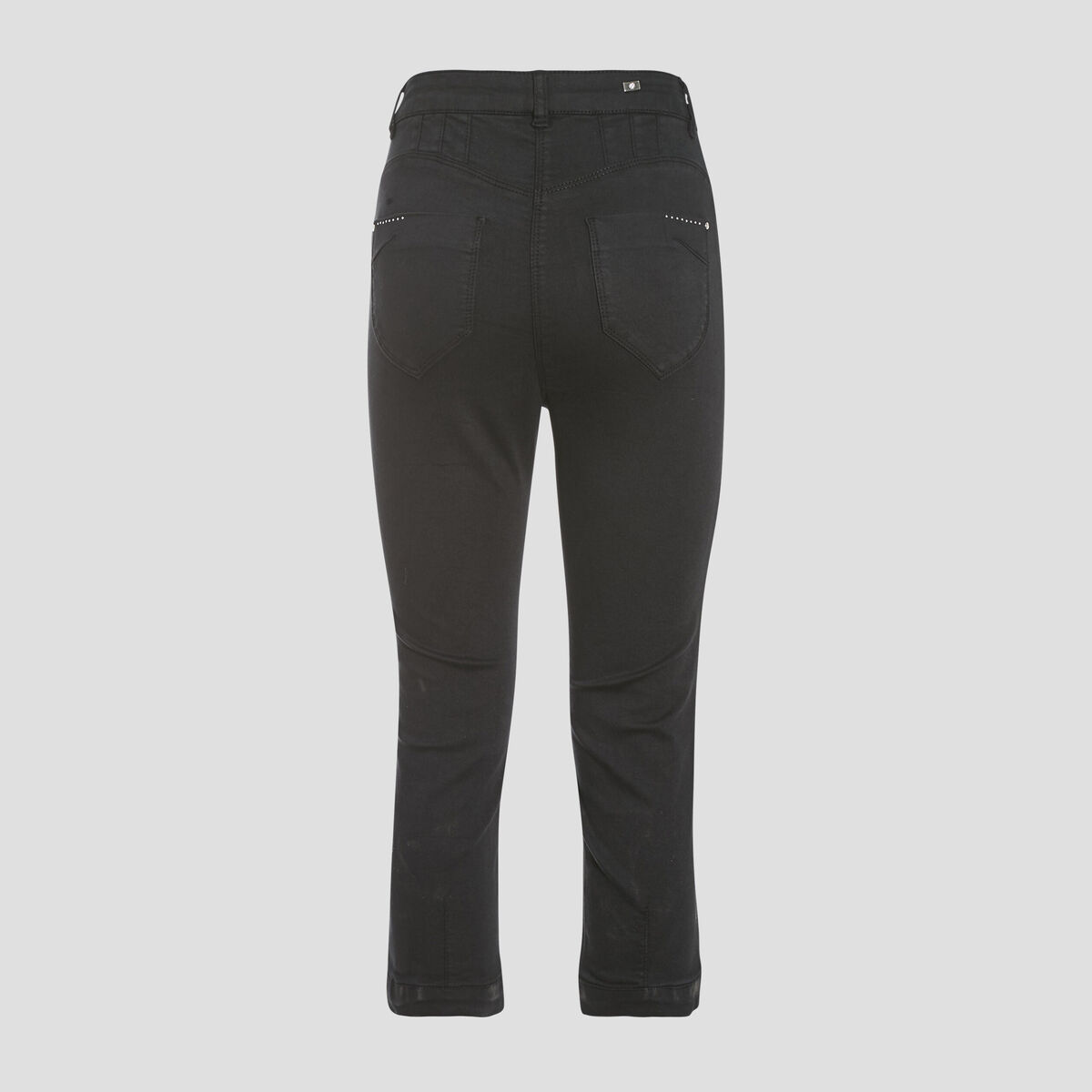 Pantacourt droit taille haute noir femme