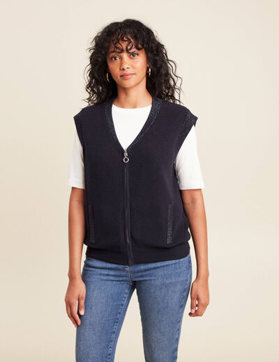 gilet réversible sans manches en coton multicolore femme