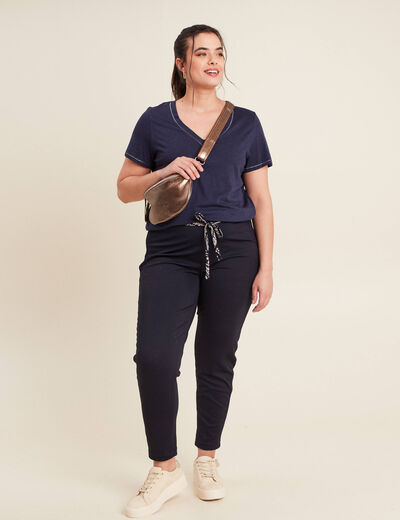 Pantalon jogging réversible bleu foncé femme