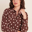 Chemise fluide manches longues marron femme