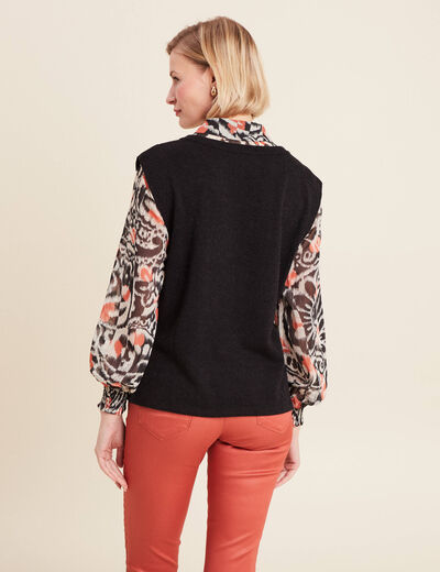 T-shirt manches longues 2-en-1 orange femme