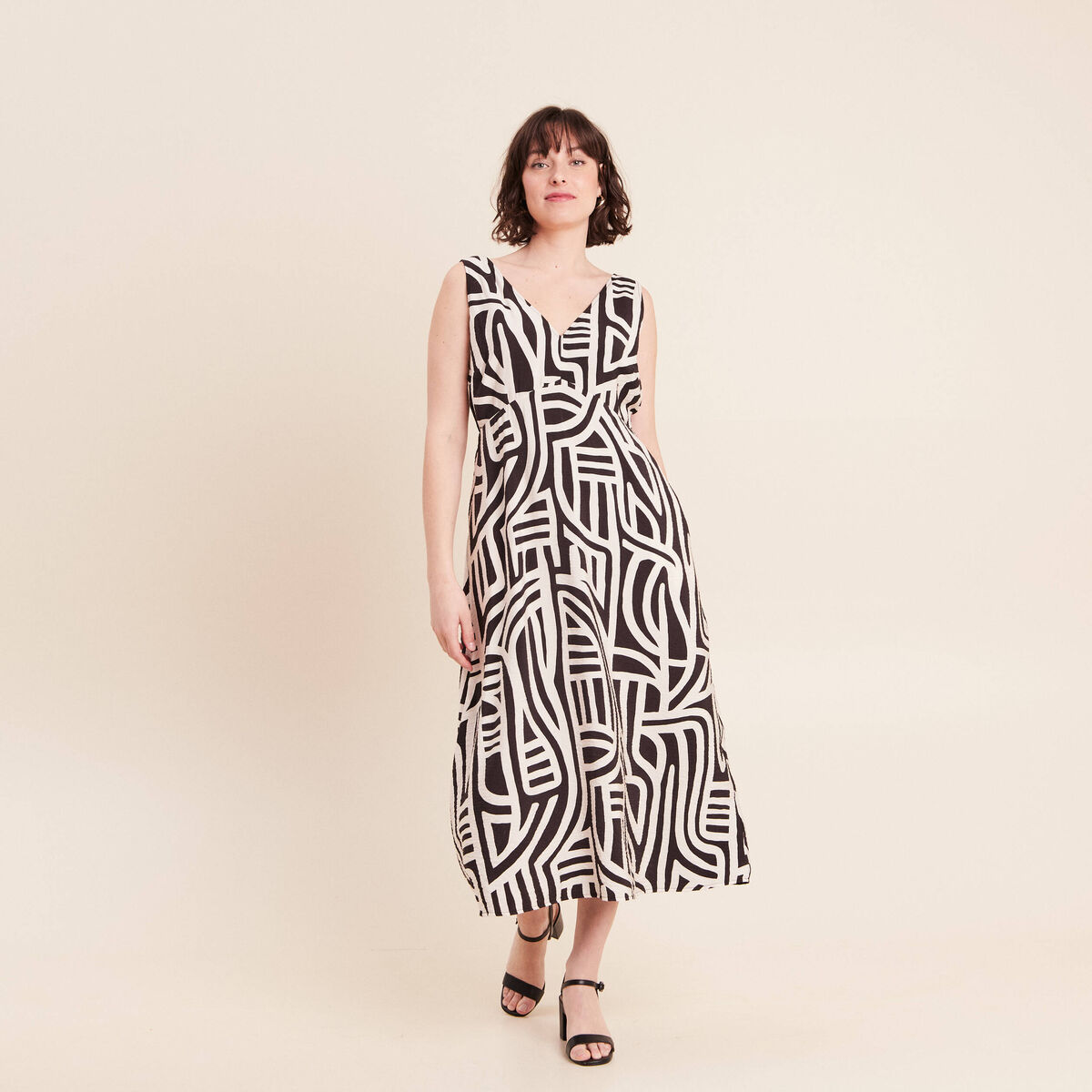 Robe longue r&eacute;versible et amovible noir femme