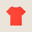 T-shirt manches courtes brod&eacute; orange fonc&eacute; femme