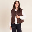 Veste r&eacute;versible duveteuse marron fonc&eacute; femme