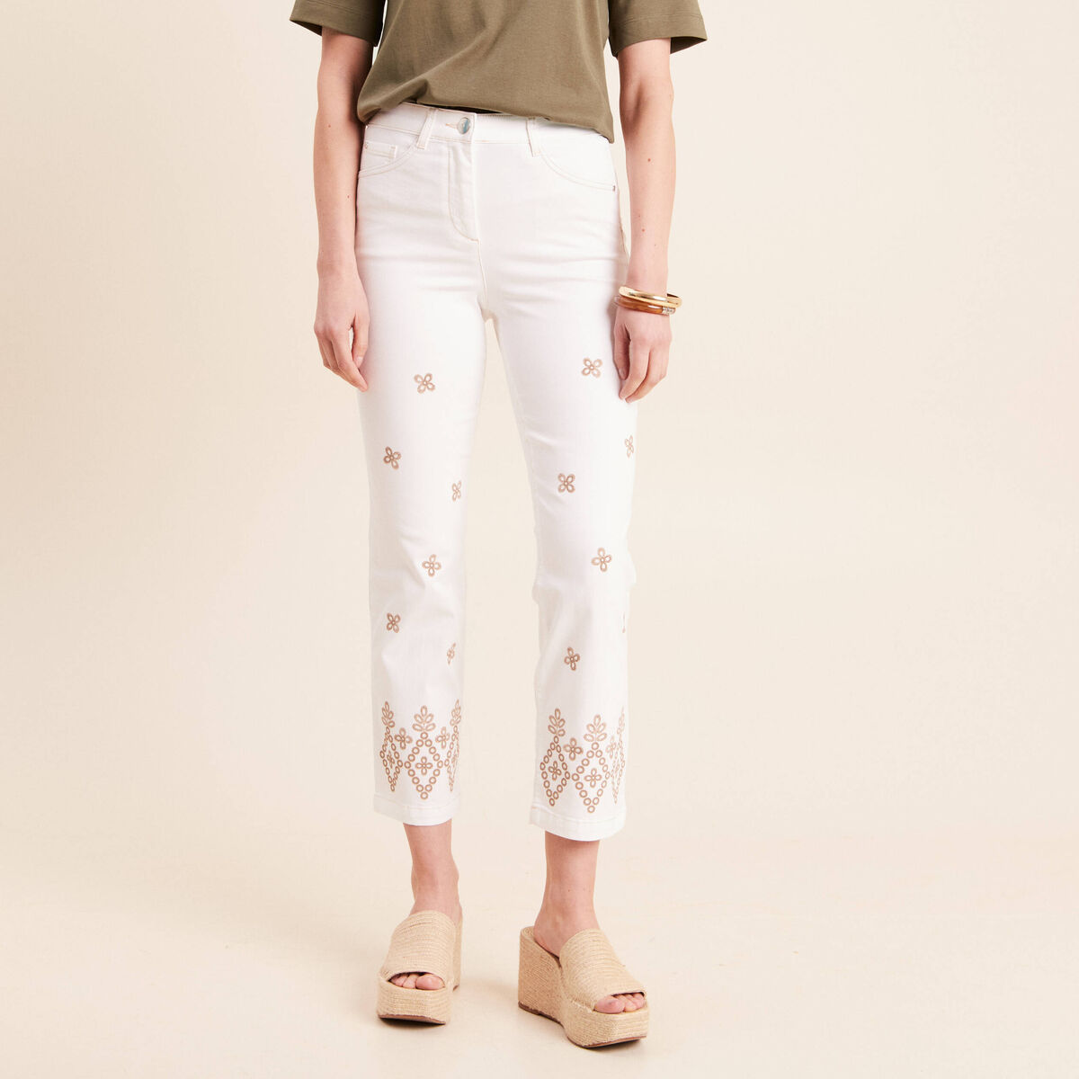 Pantalon magique Le L&eacute;ger coupe droite beige femme
