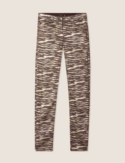 Pantalon ajusté enduit noir femme