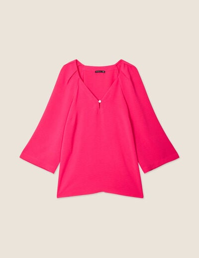 Blouse manches 3/4 rose fushia femme
