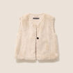 Veste sans manches fausse fourrure ecru femme