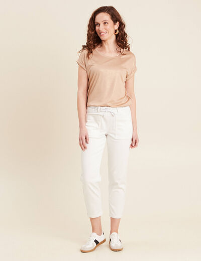 Pantalon droit réversible blanc femme
