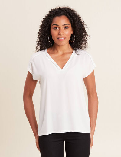 T-shirt manches courtes ecru femme
