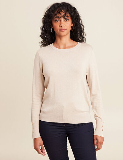Pull col rond bas resserré couleur or femme