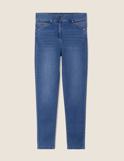 Jean ajusté taille haute denim double stone femme