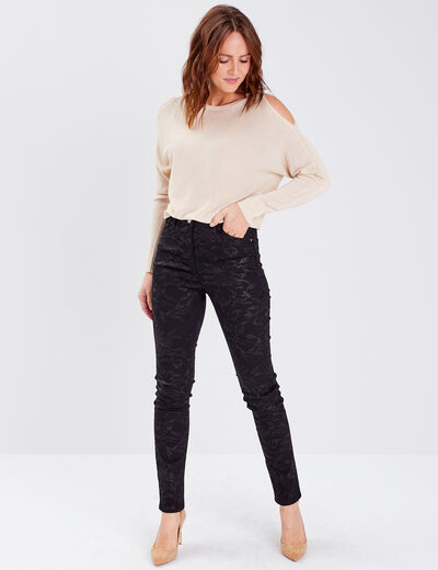 Pantalon ajusté denim noir femme