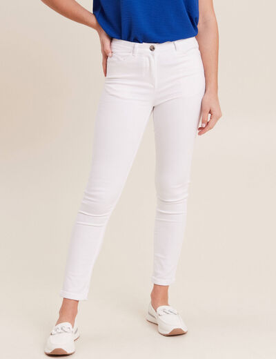 Jean ajusté taille standard 7/8ème blanc femme