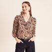 Blouse ample col v en voile manches 3/4 noir femme