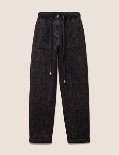 Pantalon coupe mom 7/8&egrave;me vert kaki femme