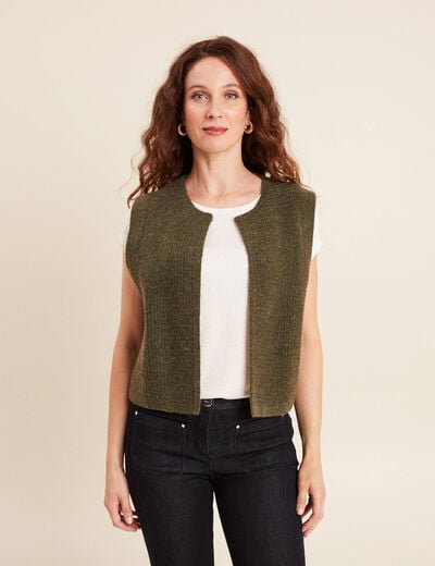 Gilet sans manches vert kaki femme