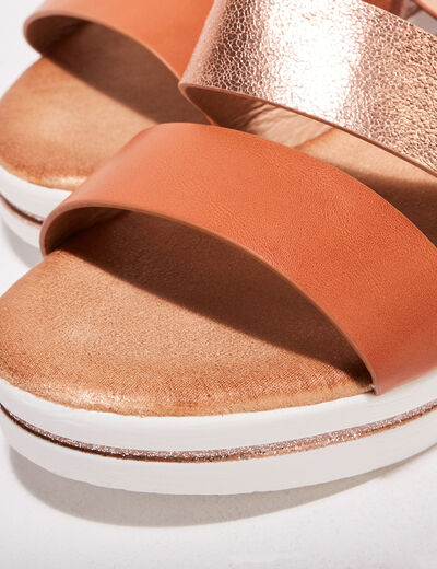 Sandales compensées marron femme