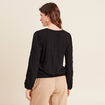 Top droit col V manches longues noir femme