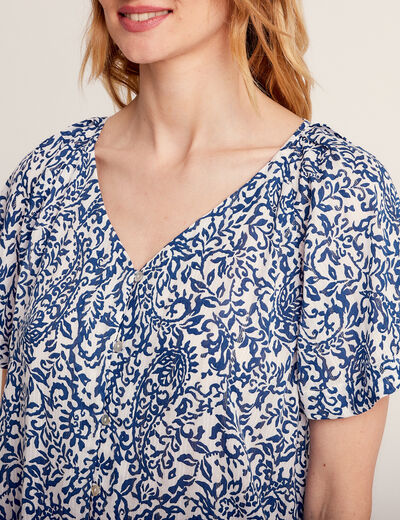 Blouse manches courtes blanc femme