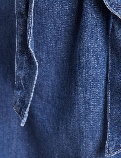 Robe droite courte manches tr&egrave;s courtes denim double stone femme