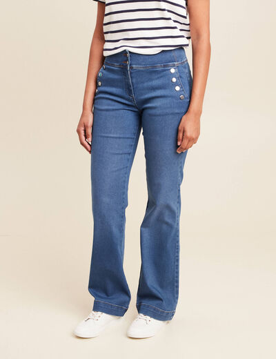 Jean bootcut taille haute denim stone femme