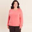 Pull col rond manches longues rose framboise femme