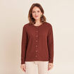 T-shirt manches longues aspect dentelle marron femme