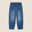 Pantalon mom 7/8&egrave;me en coton denim stone femme