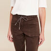 Jean large à coulisse marron foncé femme