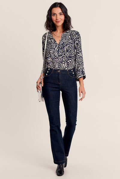Jean bootcut taille basse denim brut femme