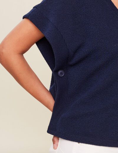 T-shirt sans manches bleu marine femme