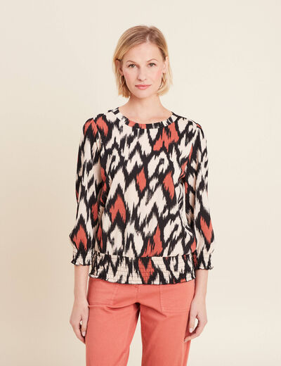 Blouse manches 3/4 orange femme