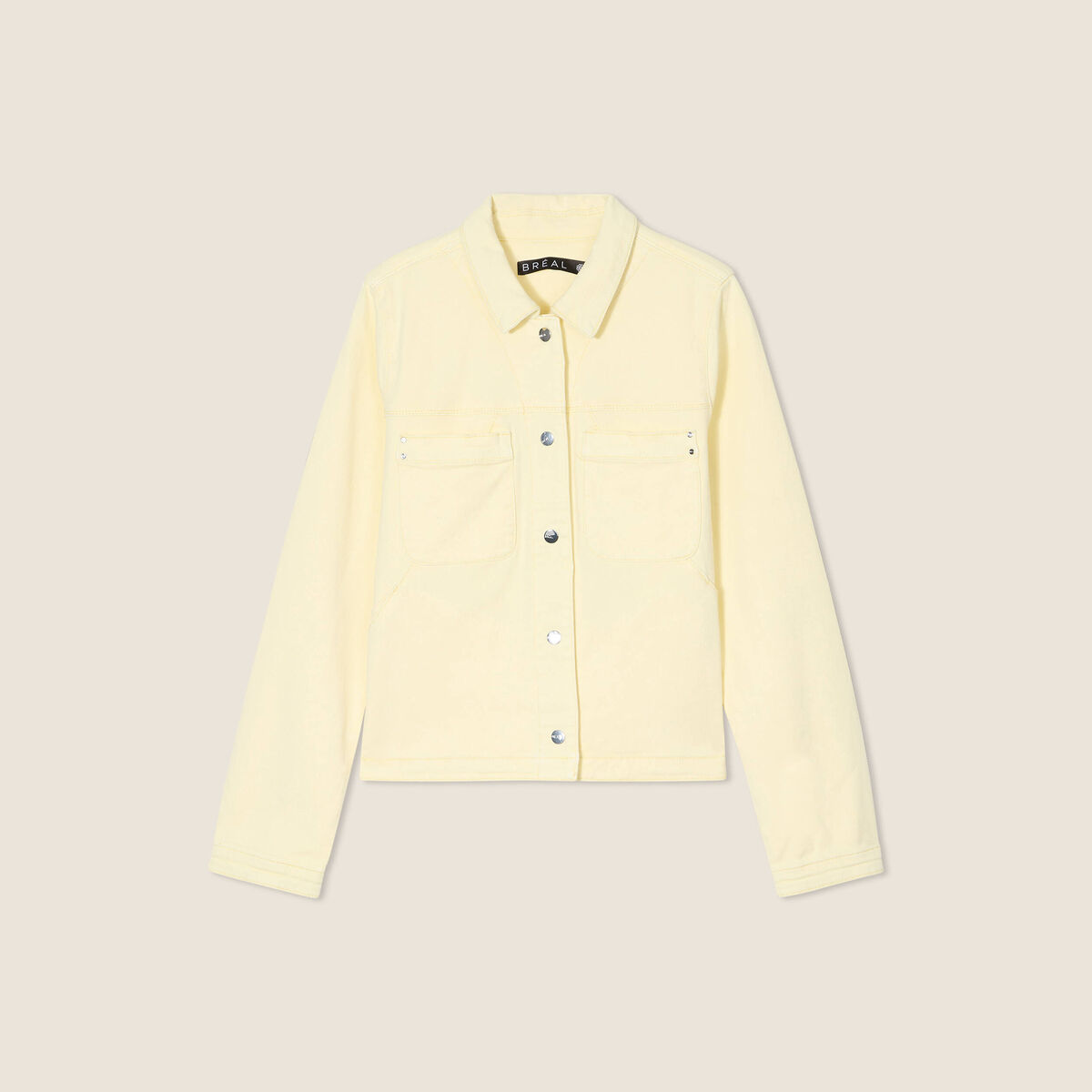 Veste boutonnée en jean jaune clair femme
