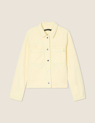 Veste boutonnée en jean jaune clair femme