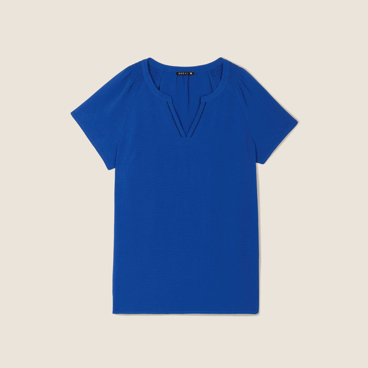 Blouse manches courtes bleu electrique femme