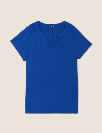 Blouse manches courtes bleu electrique femme