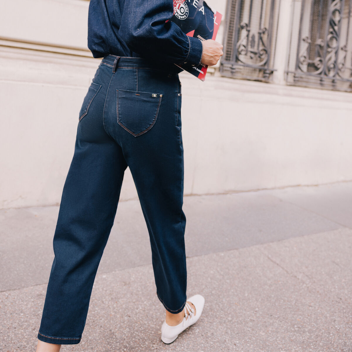 Pantalon magique coupe barrel l'Unique denim blue black femme