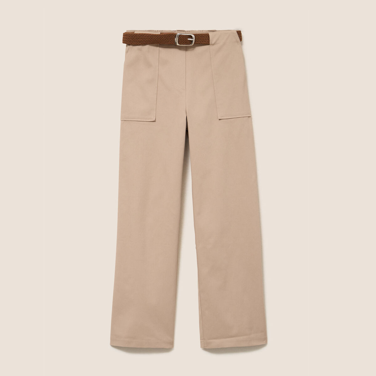 Pantalon cargo taille haute sable femme