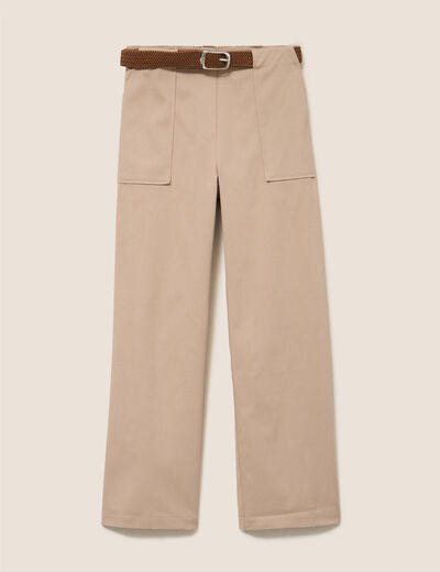 Pantalon cargo taille haute sable femme