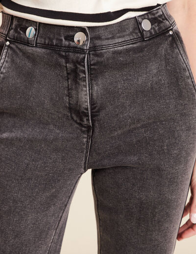Jean droit taille haute long denim gris femme