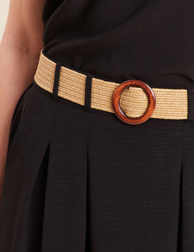 Jupe longue &eacute;vas&eacute;e ceintur&eacute;e noir femme