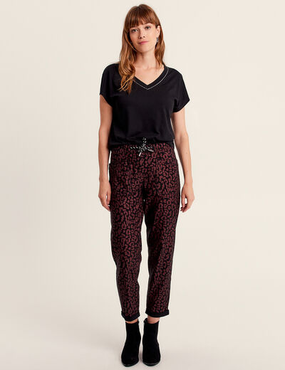 Pantalon décontracté prune femme