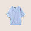 Pull manches courtes plumetis bleu ciel femme
