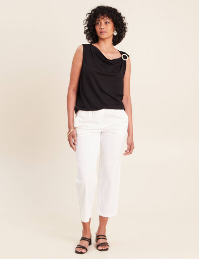 T-shirt col b&eacute;nitier noir femme