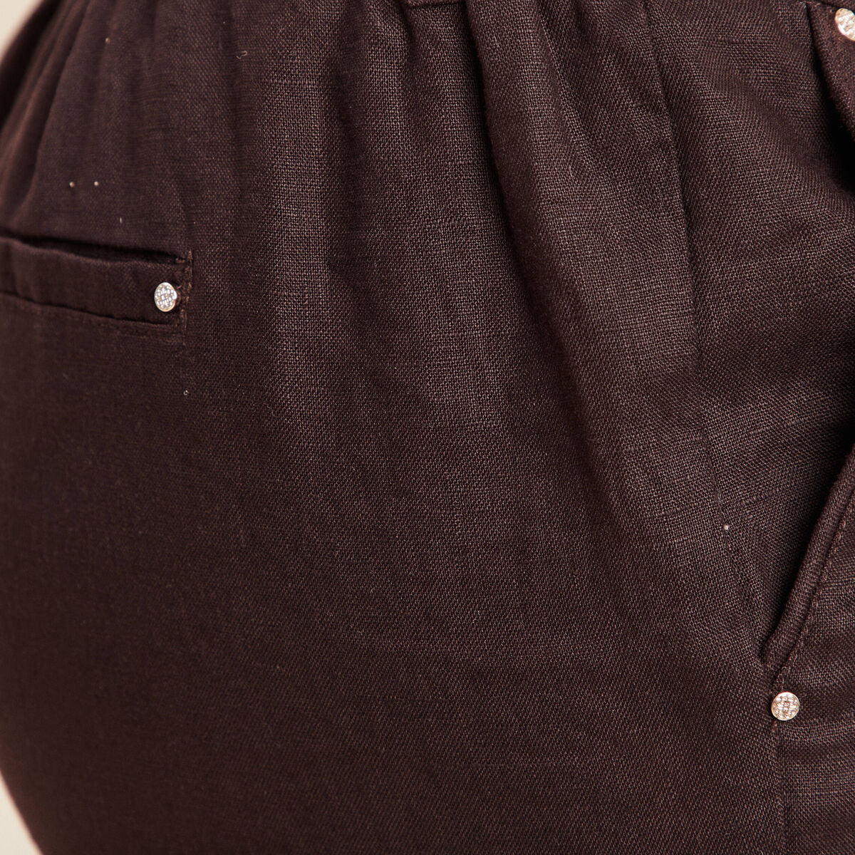 Pantalon flou ceinturé marron foncé femme