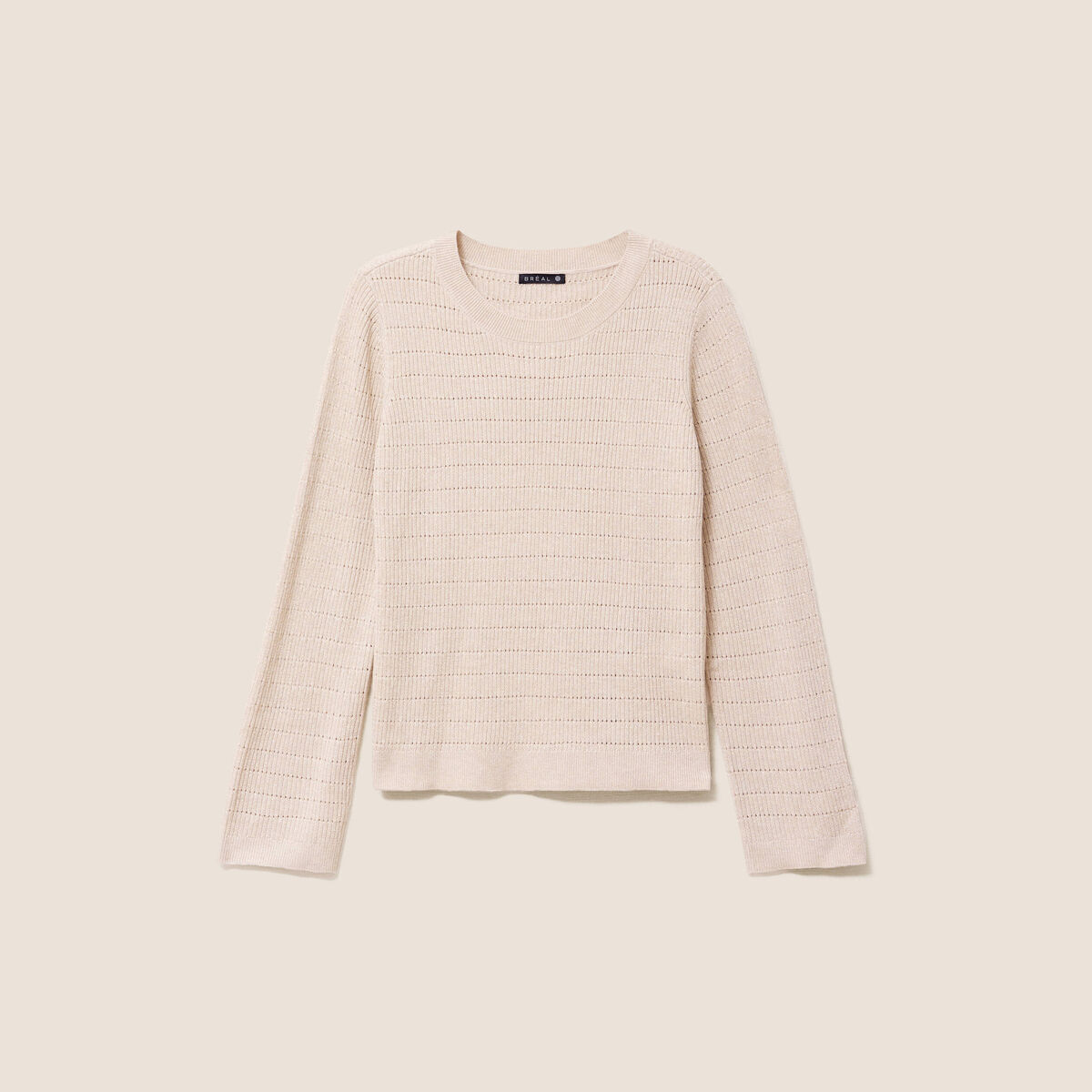 Pull manches longues col rond brillant couleur or femme
