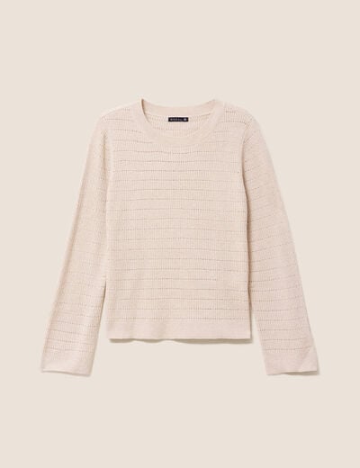 Pull manches longues col rond brillant couleur or femme