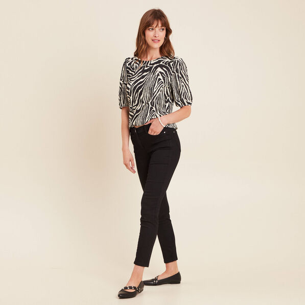 Blouse manches courtes noir femme
